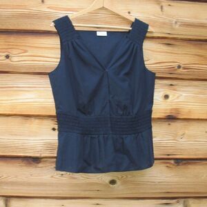 NWOT Akris Punto Blue Smocked Cotton Blouse Top